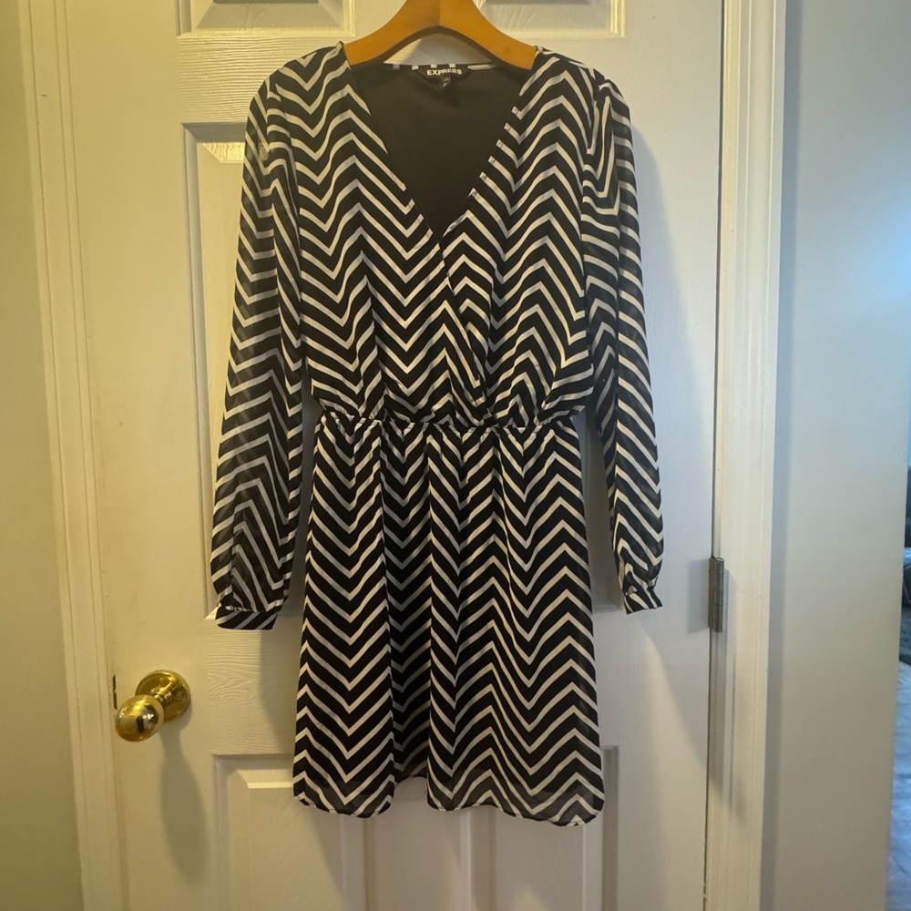 Express Black and White Chevron Dress